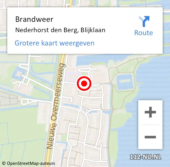 Locatie op kaart van de 112 melding: Brandweer Nederhorst den Berg, Blijklaan op 13 januari 2019 10:45