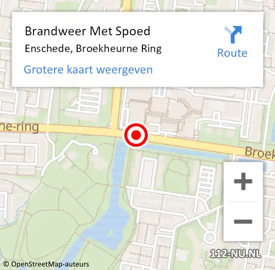Locatie op kaart van de 112 melding: Brandweer Met Spoed Naar Enschede, Broekheurne Ring op 13 januari 2019 12:37