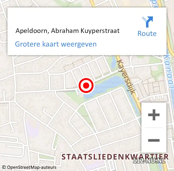 Locatie op kaart van de 112 melding:  Apeldoorn, Abraham Kuyperstraat op 13 januari 2019 13:33