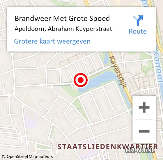 Locatie op kaart van de 112 melding: Brandweer Met Grote Spoed Naar Apeldoorn, Abraham Kuyperstraat op 13 januari 2019 13:34