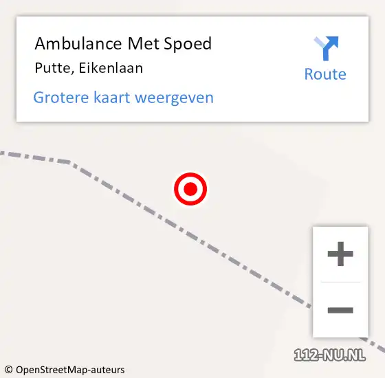Locatie op kaart van de 112 melding: Ambulance Met Spoed Naar Putte, Eikenlaan op 13 januari 2019 14:13