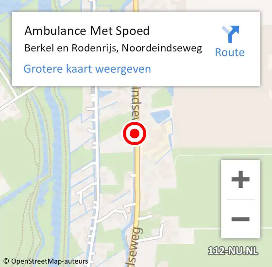 Locatie op kaart van de 112 melding: Ambulance Met Spoed Naar Berkel en Rodenrijs, Noordeindseweg op 13 januari 2019 14:20