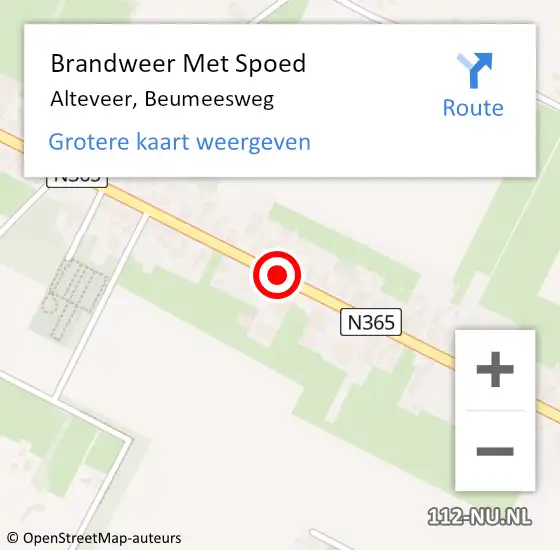 Locatie op kaart van de 112 melding: Brandweer Met Spoed Naar Alteveer, Beumeesweg op 13 januari 2019 15:32