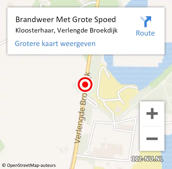 Locatie op kaart van de 112 melding: Brandweer Met Grote Spoed Naar Kloosterhaar, Verlengde Broekdijk op 13 januari 2019 17:56