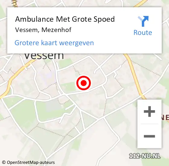 Locatie op kaart van de 112 melding: Ambulance Met Grote Spoed Naar Vessem, Mezenhof op 13 januari 2019 18:00