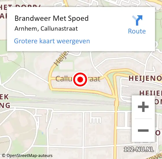 Locatie op kaart van de 112 melding: Brandweer Met Spoed Naar Arnhem, Callunastraat op 13 januari 2019 18:14