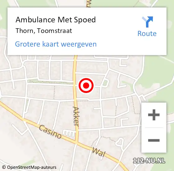 Locatie op kaart van de 112 melding: Ambulance Met Spoed Naar Thorn, Toomstraat op 13 januari 2019 19:17