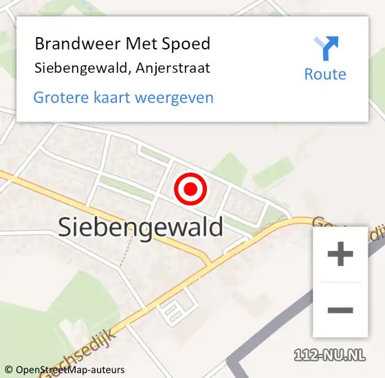 Locatie op kaart van de 112 melding: Brandweer Met Spoed Naar Siebengewald, Anjerstraat op 14 januari 2019 00:47