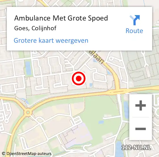 Locatie op kaart van de 112 melding: Ambulance Met Grote Spoed Naar Goes, Colijnhof op 14 januari 2019 06:18