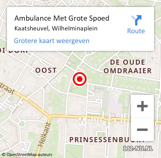 Locatie op kaart van de 112 melding: Ambulance Met Grote Spoed Naar Kaatsheuvel, Wilhelminaplein op 14 januari 2019 09:07