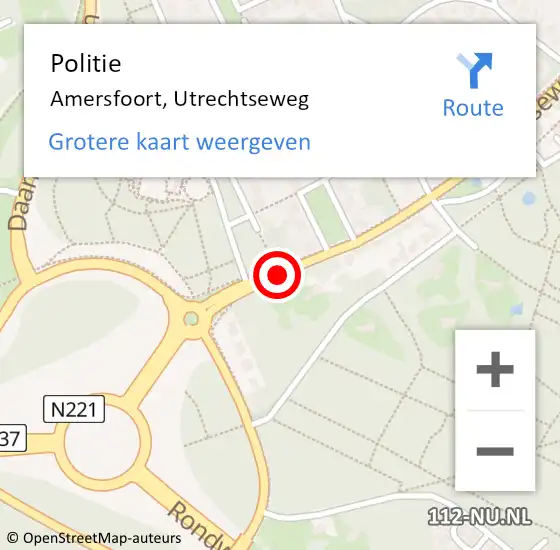 Locatie op kaart van de 112 melding: Politie Amersfoort, Utrechtseweg op 14 januari 2019 09:20