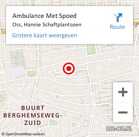 Locatie op kaart van de 112 melding: Ambulance Met Spoed Naar Oss, Hannie Schaftplantsoen op 14 januari 2019 12:20