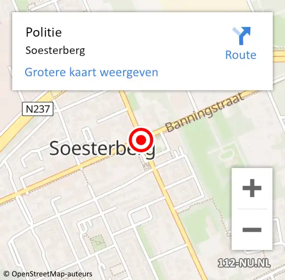 Locatie op kaart van de 112 melding: Politie Soesterberg op 14 januari 2019 14:13