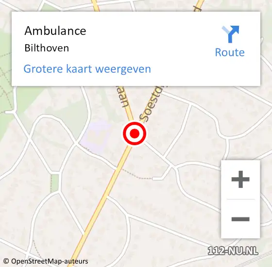 Locatie op kaart van de 112 melding: Ambulance Bilthoven op 14 januari 2019 16:23