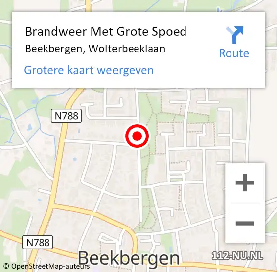 Locatie op kaart van de 112 melding: Brandweer Met Grote Spoed Naar Beekbergen, Wolterbeeklaan op 14 januari 2019 17:46
