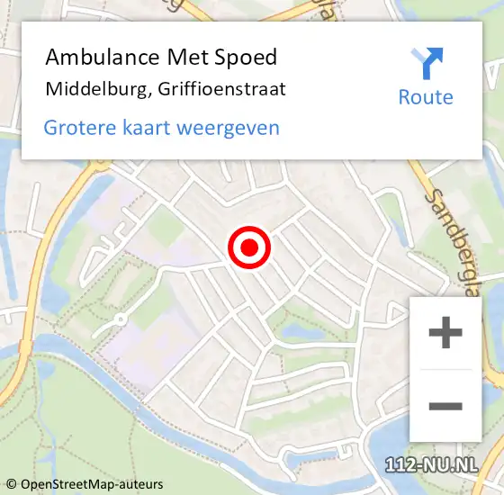 Locatie op kaart van de 112 melding: Ambulance Met Spoed Naar Middelburg, Griffioenstraat op 14 januari 2019 17:54