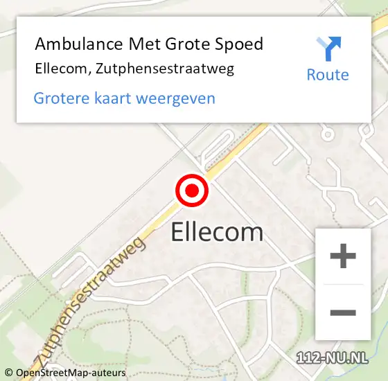 Locatie op kaart van de 112 melding: Ambulance Met Grote Spoed Naar Ellecom, Zutphensestraatweg op 14 januari 2019 19:44
