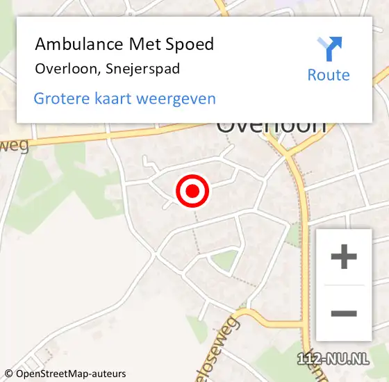Locatie op kaart van de 112 melding: Ambulance Met Spoed Naar Overloon, Snejerspad op 14 januari 2019 22:19