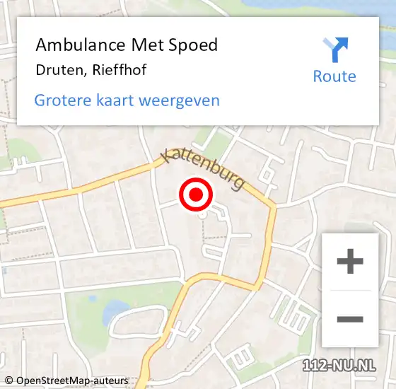 Locatie op kaart van de 112 melding: Ambulance Met Spoed Naar Druten, Rieffhof op 14 januari 2019 22:52
