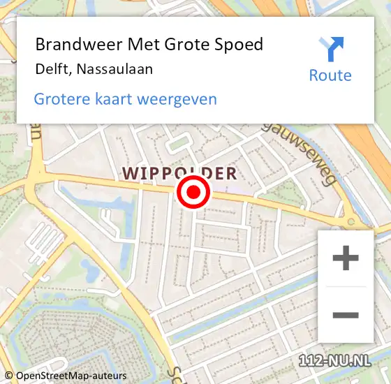 Locatie op kaart van de 112 melding: Brandweer Met Grote Spoed Naar Delft, Nassaulaan op 15 januari 2019 01:52