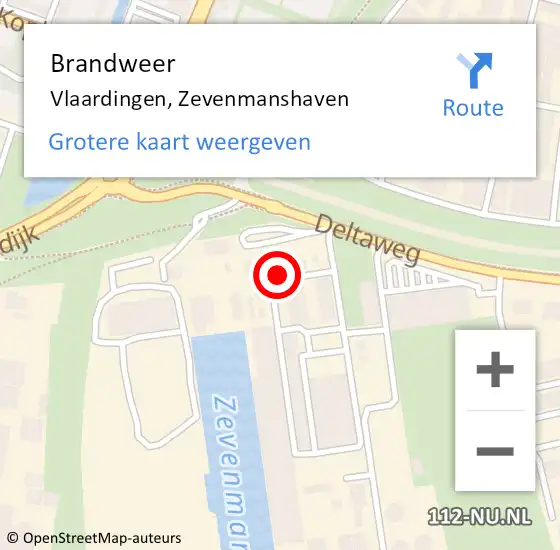 Locatie op kaart van de 112 melding: Brandweer Vlaardingen, Zevenmanshaven op 15 januari 2019 03:07