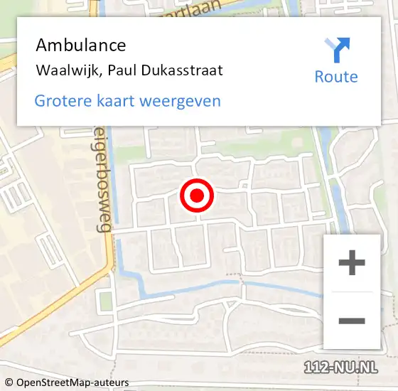 Locatie op kaart van de 112 melding: Ambulance Waalwijk, Paul Dukasstraat op 15 januari 2019 07:05
