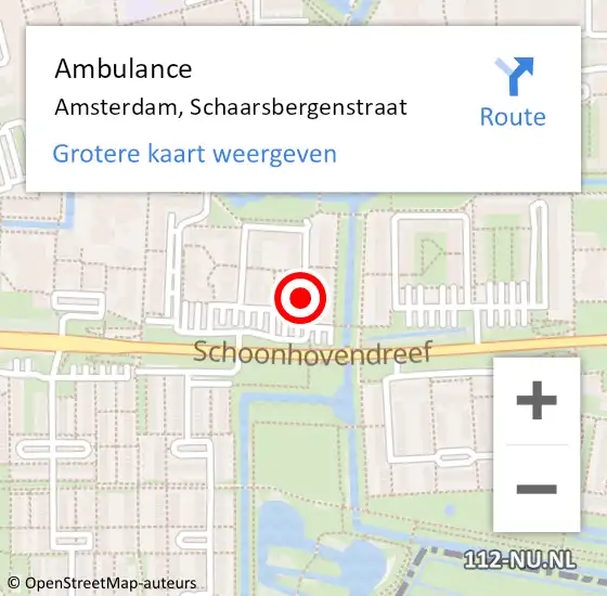 Locatie op kaart van de 112 melding: Ambulance Amsterdam, Schaarsbergenstraat op 15 januari 2019 11:08