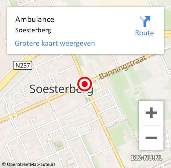 Locatie op kaart van de 112 melding: Ambulance Soesterberg op 15 januari 2019 11:11