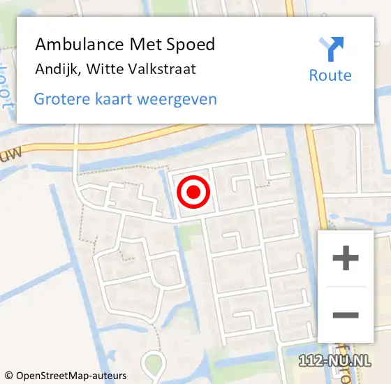 Locatie op kaart van de 112 melding: Ambulance Met Spoed Naar Andijk, Witte Valkstraat op 15 januari 2019 11:40