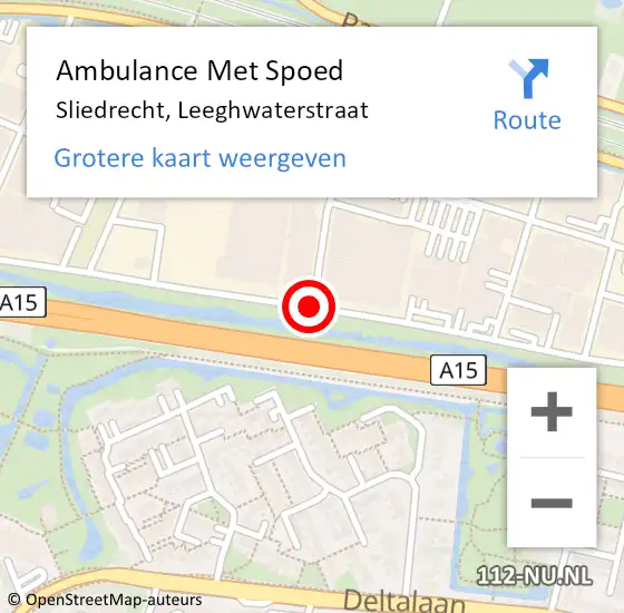 Locatie op kaart van de 112 melding: Ambulance Met Spoed Naar Sliedrecht, Leeghwaterstraat op 15 januari 2019 12:36