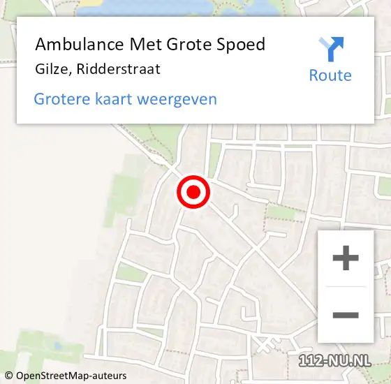 Locatie op kaart van de 112 melding: Ambulance Met Grote Spoed Naar Gilze, Ridderstraat op 15 januari 2019 12:42