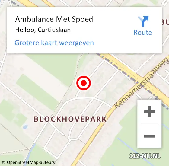 Locatie op kaart van de 112 melding: Ambulance Met Spoed Naar Heiloo, Curtiuslaan op 15 januari 2019 12:56