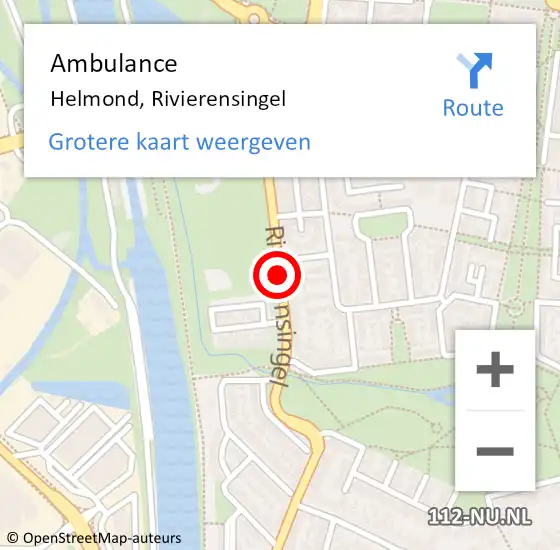 Locatie op kaart van de 112 melding: Ambulance Helmond, Rivierensingel op 15 januari 2019 13:12