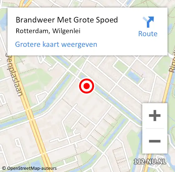Locatie op kaart van de 112 melding: Brandweer Met Grote Spoed Naar Rotterdam, Wilgenlei op 15 januari 2019 14:41