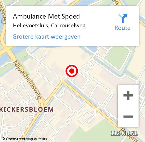 Locatie op kaart van de 112 melding: Ambulance Met Spoed Naar Hellevoetsluis, Carrouselweg op 15 januari 2019 15:48