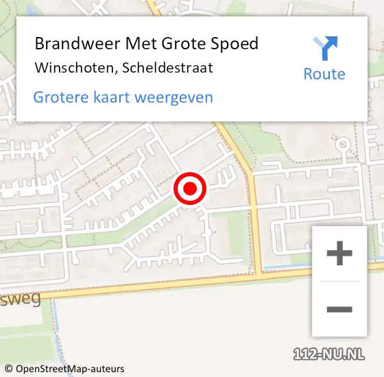 Locatie op kaart van de 112 melding: Brandweer Met Grote Spoed Naar Winschoten, Scheldestraat op 15 januari 2019 16:53