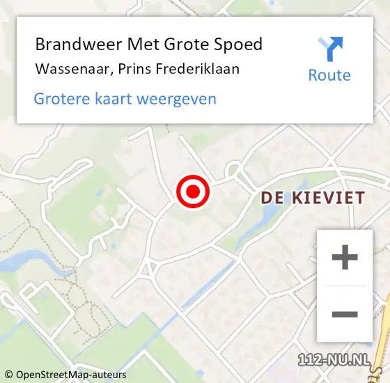 Locatie op kaart van de 112 melding: Brandweer Met Grote Spoed Naar Wassenaar, Prins Frederiklaan op 15 januari 2019 16:53
