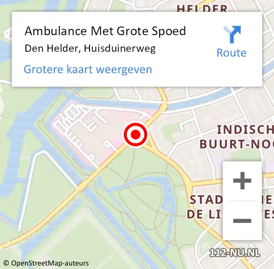 Locatie op kaart van de 112 melding: Ambulance Met Grote Spoed Naar Den Helder, Huisduinerweg op 15 januari 2019 16:58