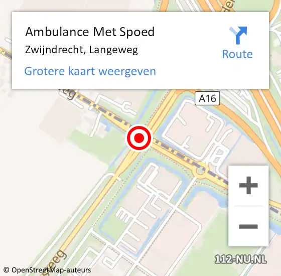 Locatie op kaart van de 112 melding: Ambulance Met Spoed Naar Zwijndrecht, Langeweg op 15 januari 2019 17:56