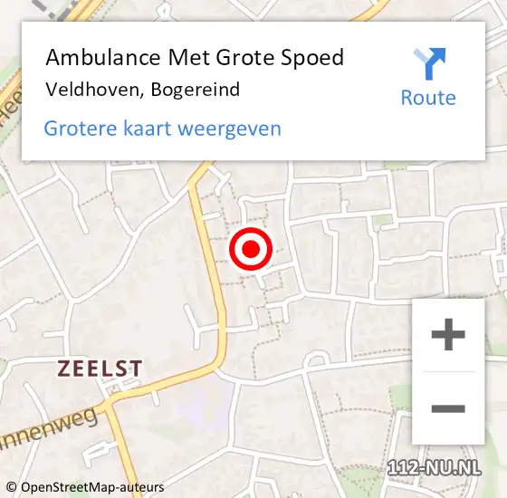 Locatie op kaart van de 112 melding: Ambulance Met Grote Spoed Naar Veldhoven, Bogereind op 15 januari 2019 19:53