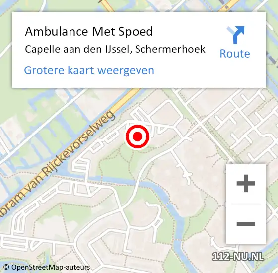 Locatie op kaart van de 112 melding: Ambulance Met Spoed Naar Capelle aan den IJssel, Schermerhoek op 15 januari 2019 20:39