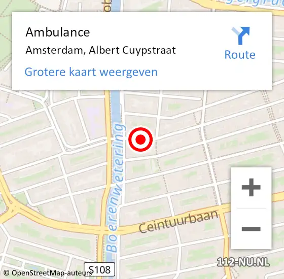 Locatie op kaart van de 112 melding: Ambulance Amsterdam, Albert Cuypstraat op 15 januari 2019 21:25