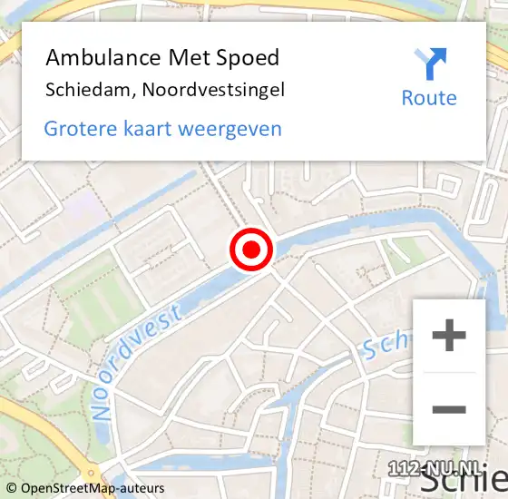 Locatie op kaart van de 112 melding: Ambulance Met Spoed Naar Schiedam, Noordvestsingel op 16 januari 2019 01:01