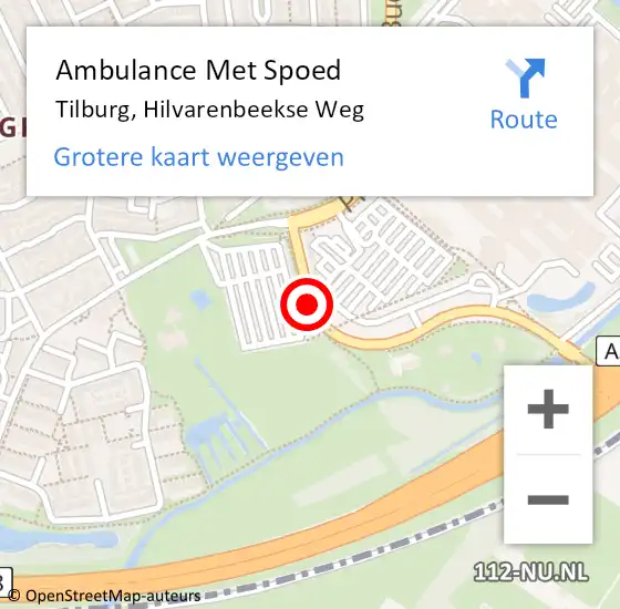 Locatie op kaart van de 112 melding: Ambulance Met Spoed Naar Tilburg, Hilvarenbeekse Weg op 16 januari 2019 03:33