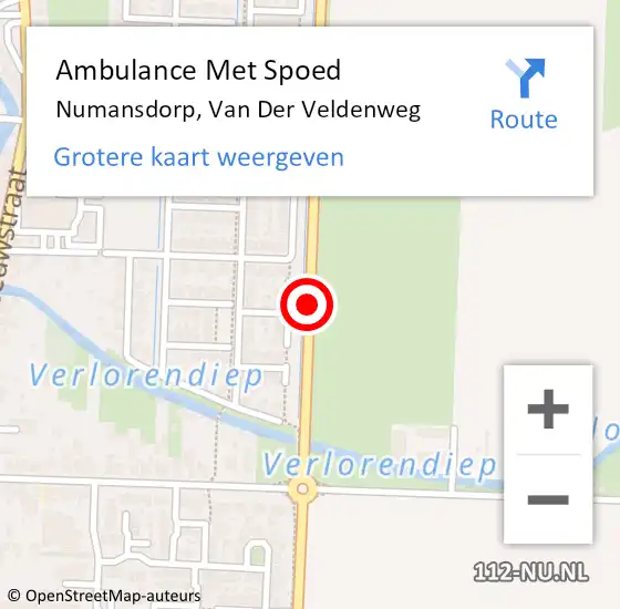 Locatie op kaart van de 112 melding: Ambulance Met Spoed Naar Numansdorp, Weth Van Der Veldenweg op 16 januari 2019 03:58