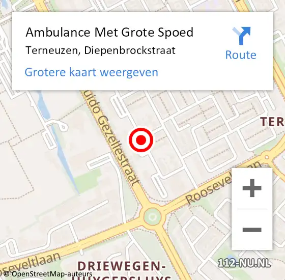 Locatie op kaart van de 112 melding: Ambulance Met Grote Spoed Naar Terneuzen, Diepenbrockstraat op 16 januari 2019 06:59