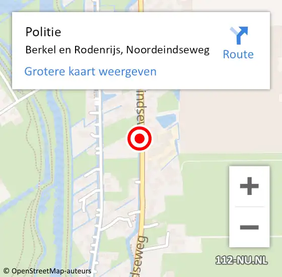 Locatie op kaart van de 112 melding: Politie Berkel en Rodenrijs, Noordeindseweg op 16 januari 2019 07:48