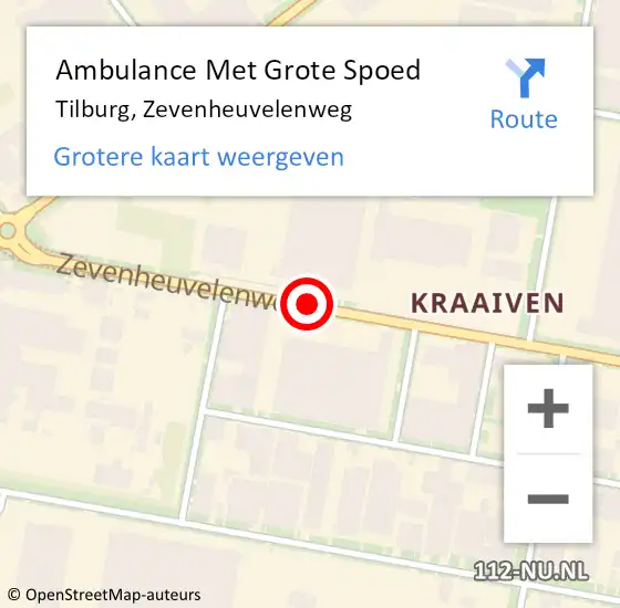 Locatie op kaart van de 112 melding: Ambulance Met Grote Spoed Naar Tilburg, Zevenheuvelenweg op 16 januari 2019 07:51
