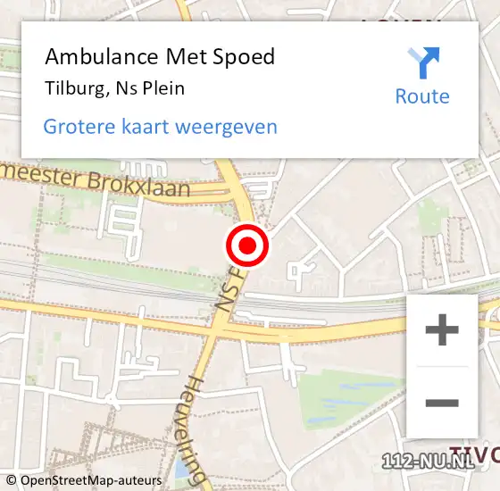 Locatie op kaart van de 112 melding: Ambulance Met Spoed Naar Tilburg, Ns Plein op 16 januari 2019 09:15