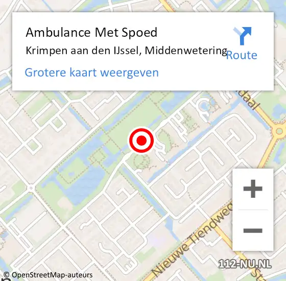 Locatie op kaart van de 112 melding: Ambulance Met Spoed Naar Krimpen aan den IJssel, Middenwetering op 16 januari 2019 11:17